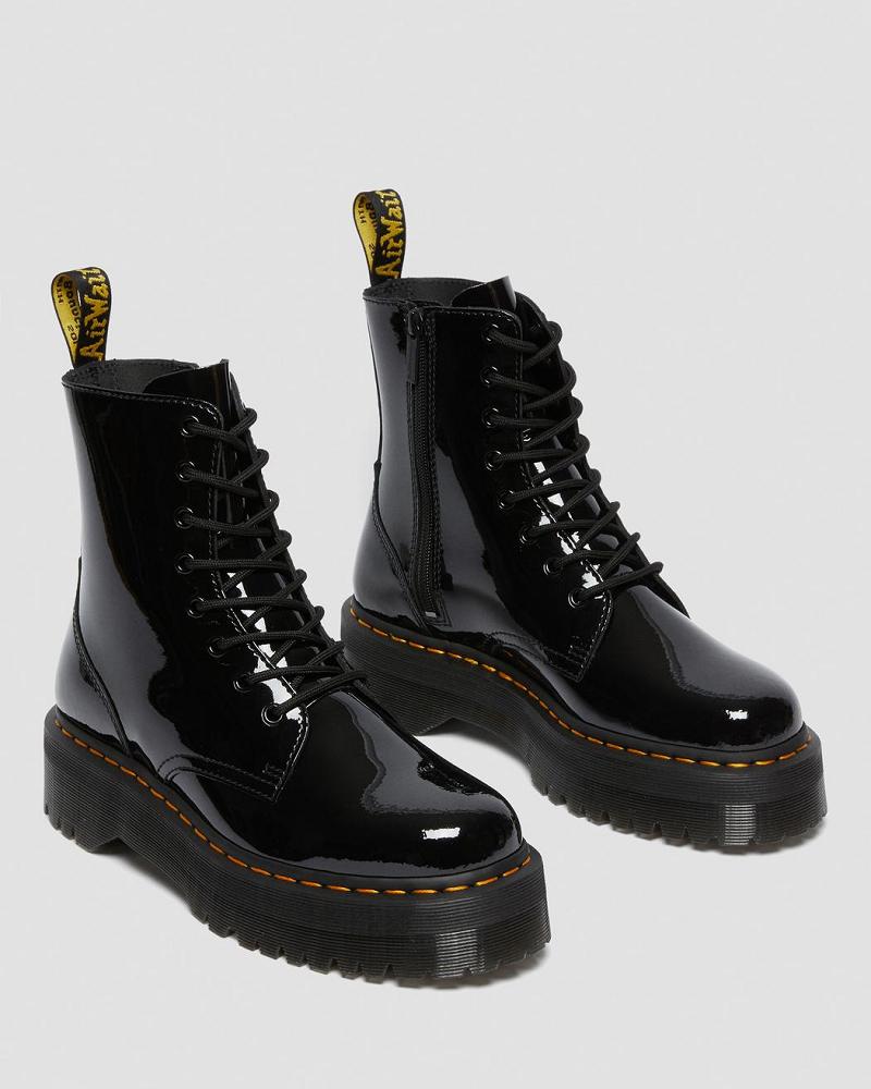 Botas Plataforma Dr Martens Jadon Charol Cuero Mujer Negros | MX 539ZUT